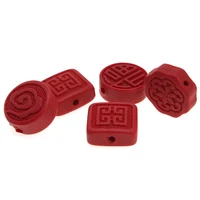 10pcslot carved natural cinnabar red beads round loose spacer beads for jewelry making diy charm bracelet findings accessories