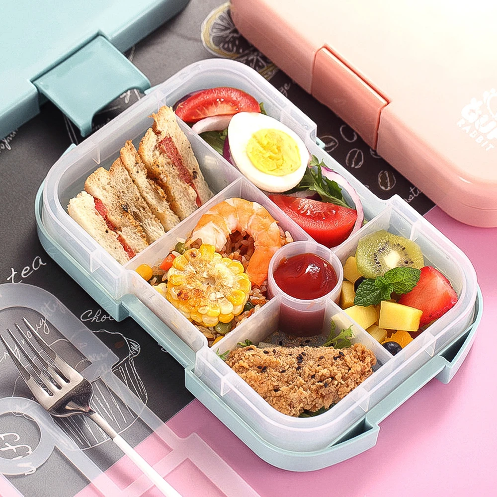 

Портативный контейнер для микроволновой печи с 6 отделениями, для детей, школы, пикника, офиса, здоровый Ланч-бокс, Синий Розовый Ланчбокс