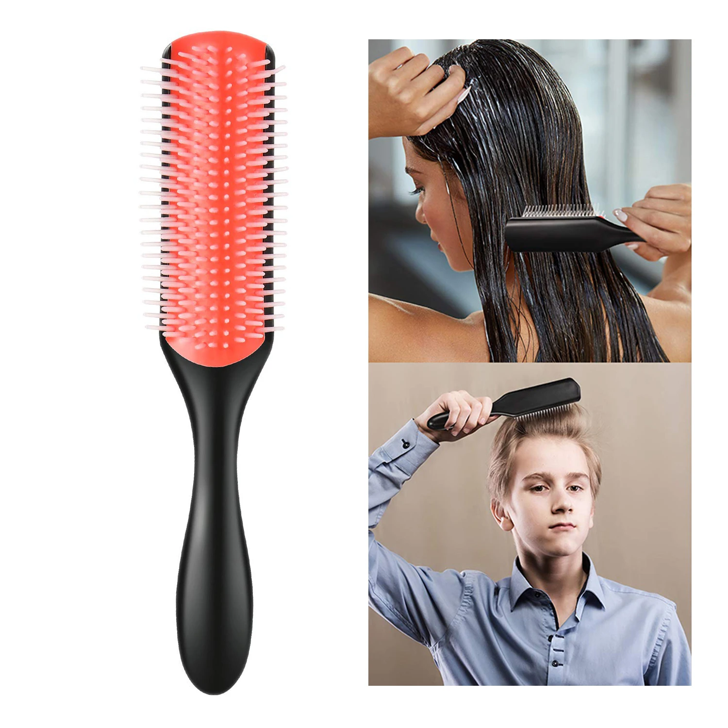 

Soft Scalp Massage Hair Comb 9-Rows Detangling Hair Brush for Separating Shaping Defining Curls Blow-Drying Hair Styling Tool