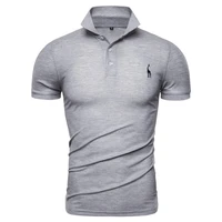 2021 summer fashion mens polo shirts solid slim fit turn down collar cotton polo shirt men giraffe embroidery brand men clothing