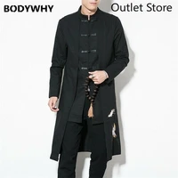 new chinese traditional coat linen embroidery gown new year fashion embroidery vintage clothing overcoat buckle oversize outwear