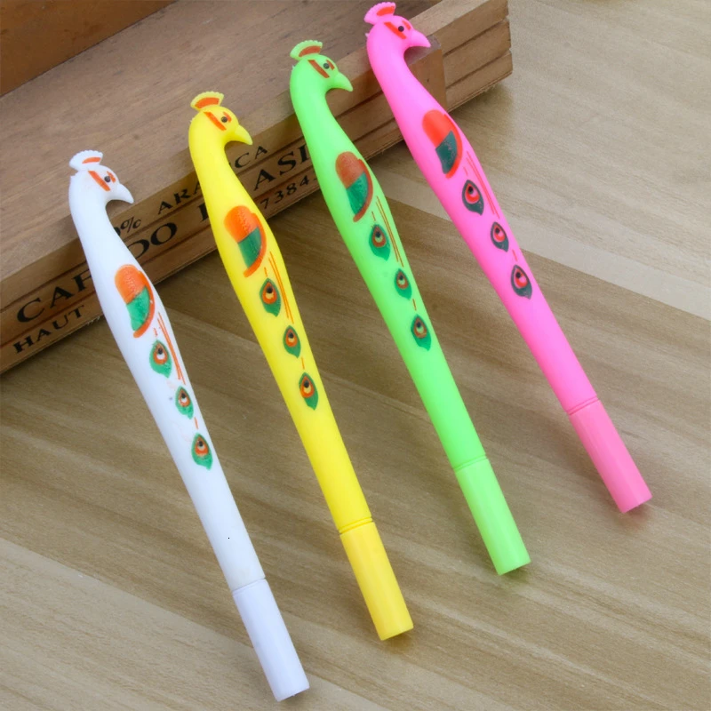 1 Piece Lytwtw's Gel Pens Korean Cartoon Creative Peacock Neutral Pen Student Writing Office Stationery Black Signature |