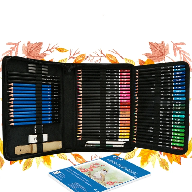 

96pcs Drawing Sketch Pencils Set Charcoal Colored Pen Eraser Sharpener Notebook 62KA