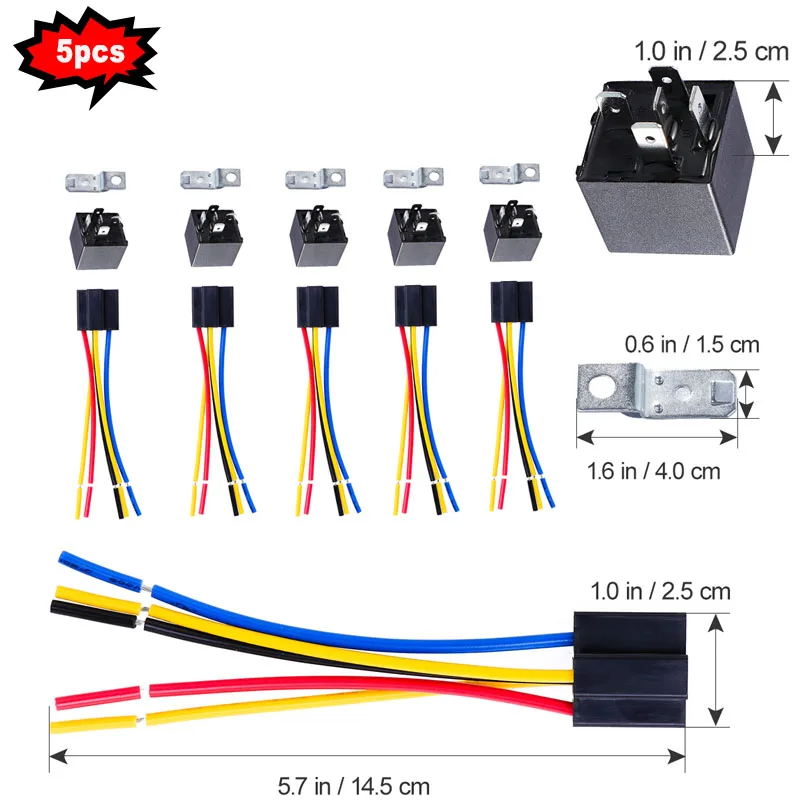5 шт. Авто релейное гнездо 4 Pin база держатель Мини реле 12 В 40А универсальное для