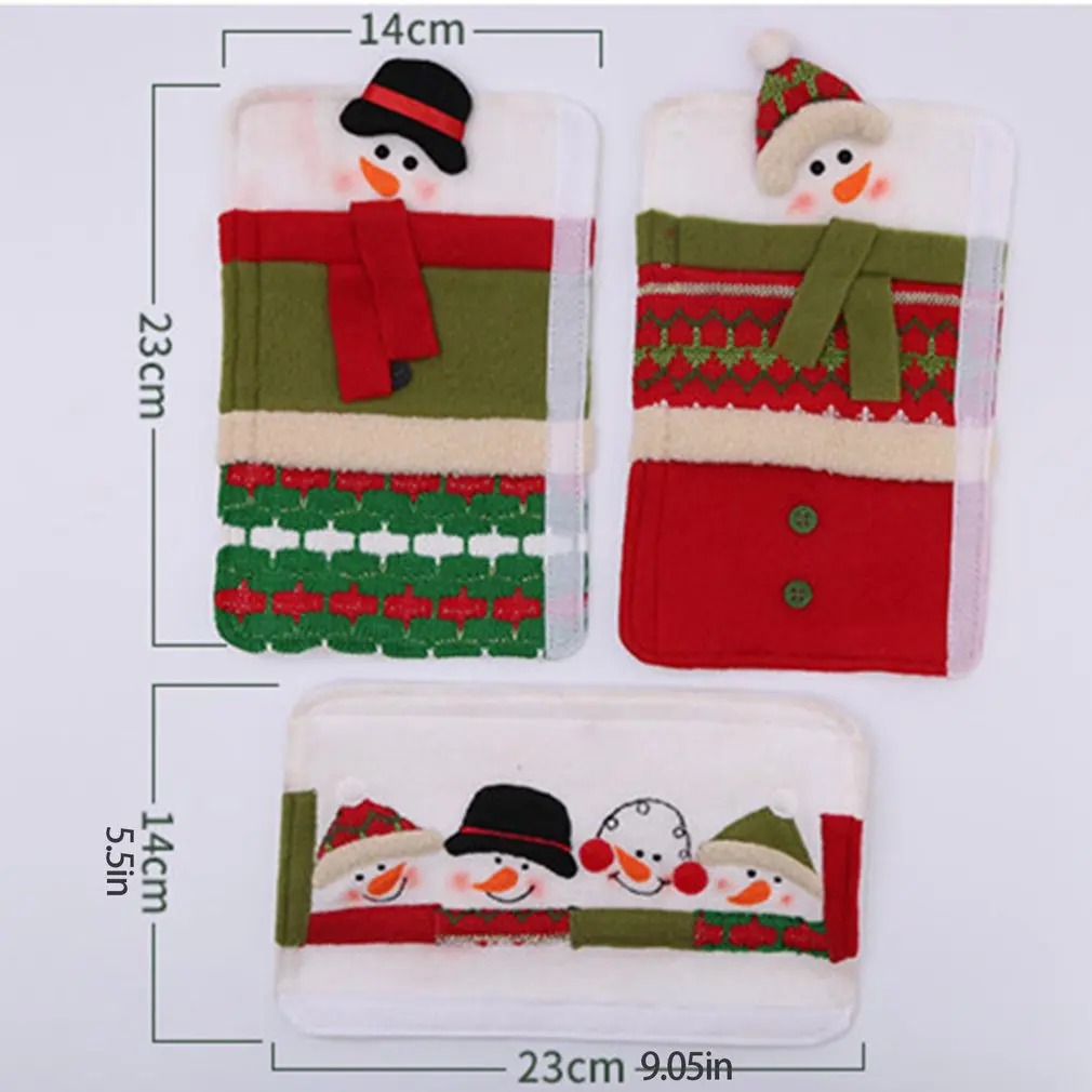 

1pair Christmas Decorations Refrigerator Microwave Oven Handle Covers Anti-static Door Handle Cover