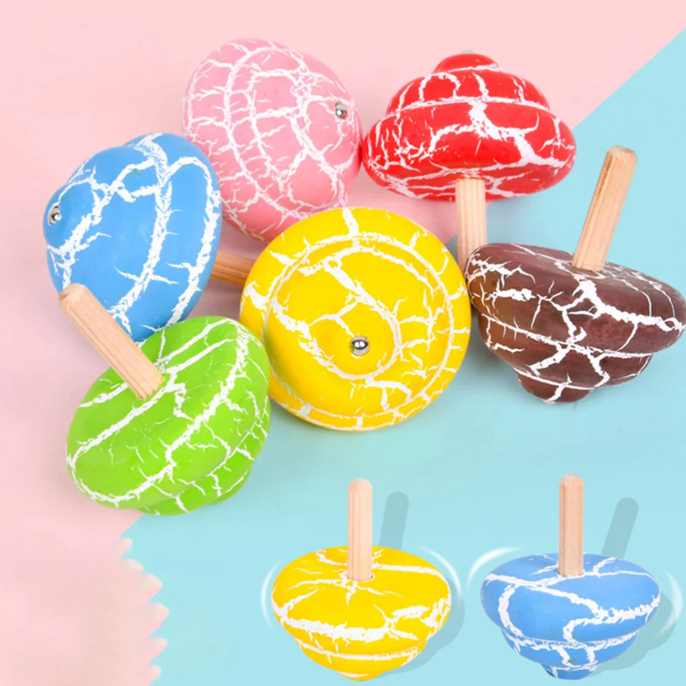 

6Pcs Creative Wooden Tops Kids Education Random Color