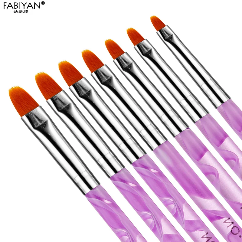 Набор 7 шт., акриловый Гель-лак для УФ-лампы, набор кистей для нейл-арта, Набор насадок для рисования, ручка для рисования, плоский дизайн, инструменты, салонный маникюр