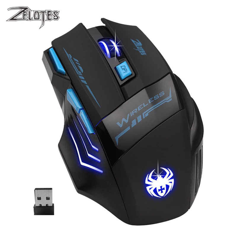 Беспроводная игровая мышь ZELOTES 2 4 ГГц 2400DPI 7 кнопок USB светодиодная оптическая