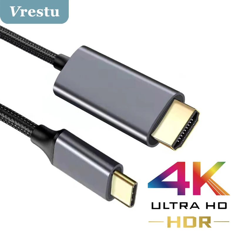 

USB Type C Adapter USB 3.1 USB-C to HDMI-compatible Adapter Male to Male HD 4K Video Converter for PC Computer TV Display Phone