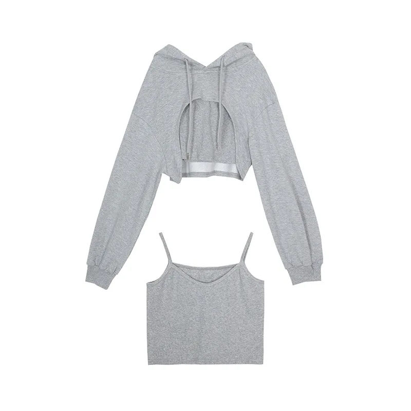 

Women Hoodie Two-Piece Korean Casual Short Sweatshirt Fashion Streetwear Ropa Mujer Spring 2021 New Tops Moleton Feminino Gothic