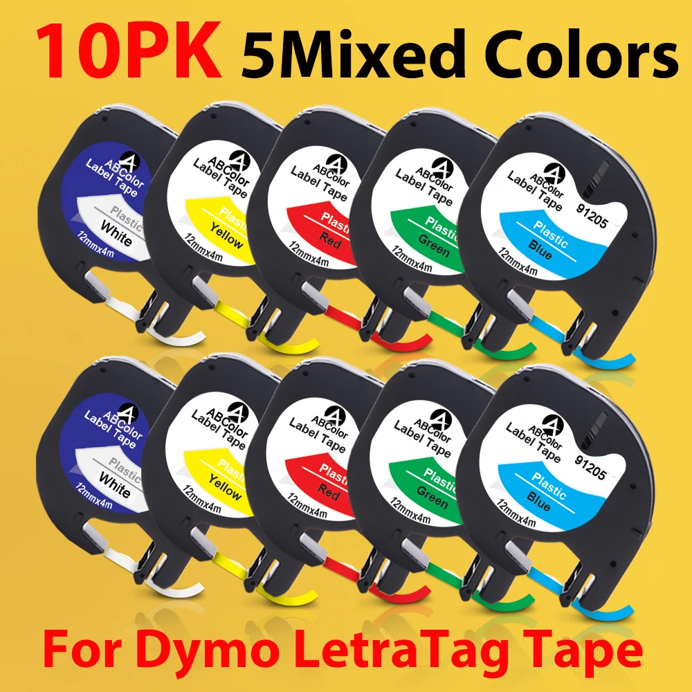 10PK 91201 91202 12267 Label For Dymo LetraTag 12mm 91222 91332 Label Tape 91200 91203 For Dymo LetraTag LT-100H Label Maker