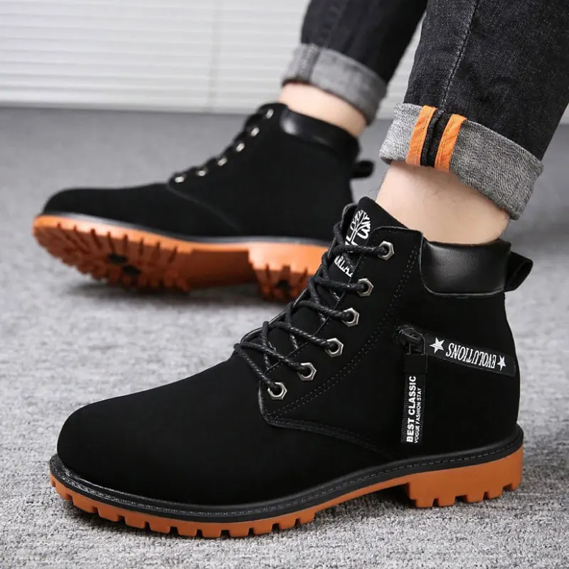 Зимние мужские ботинки модная обувь Челси в стиле милитари Рабочая кожаные