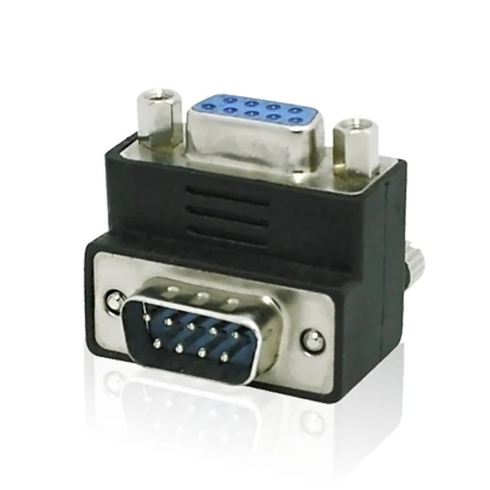 

90 Degree RS232 D-Sub 9Pin Male screw type To 9Pin Female Nut type extension Adapter