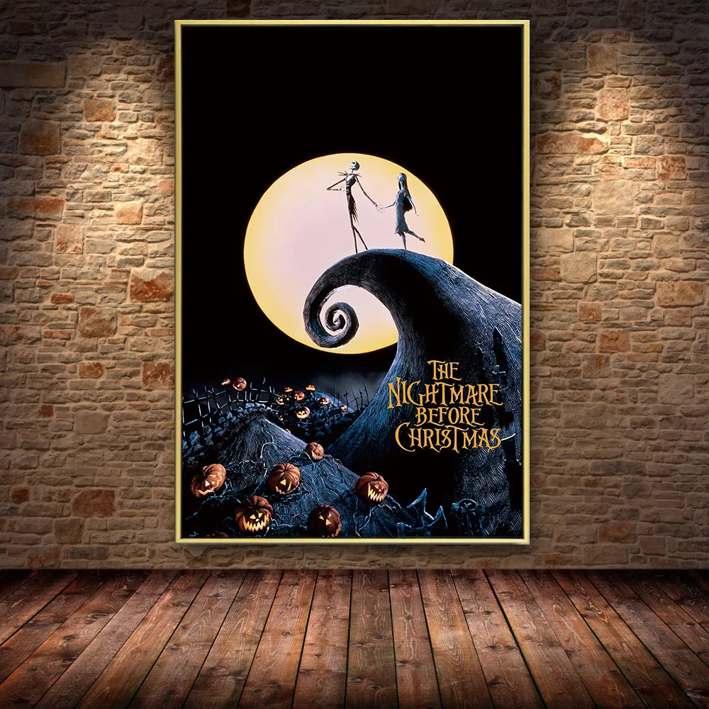 

Cartoon Nightmare Before Christmas Anime Jack and Sally Oil Painting Canvas Posters Prints Cuadros Wall Art Pictures Kids Room