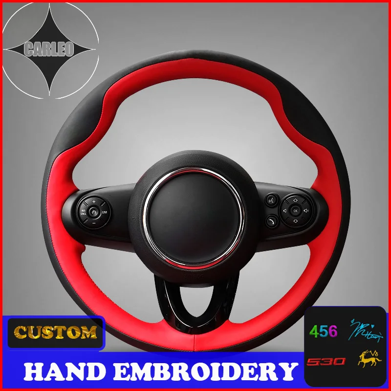 

Holder for BMW MINI Cooper 2016 2017 2018 2019 2020 Suede Leather Custom Stitchwork Embroidery Steering Wheel Cover Top Layer