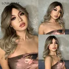 Синтетические парики LOUIS FERRE для женщин, волнистые искусственные волосы средней длины с эффектом омбре, с челкой, с натуральными коричневыми ясенями, для повседневного Косплея