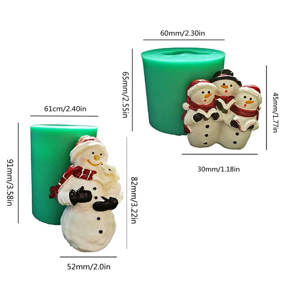 Силиконовая форма для торта свечи и мыла ручной работы в виде снеговика