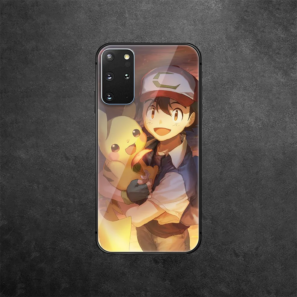 

Pokemones Pikachus Tempered Glass Phone Case Cover For Samsung Galaxy Note S 8 9 10 20 21 E Plus Ultra M 31 51 FE Tpu Black