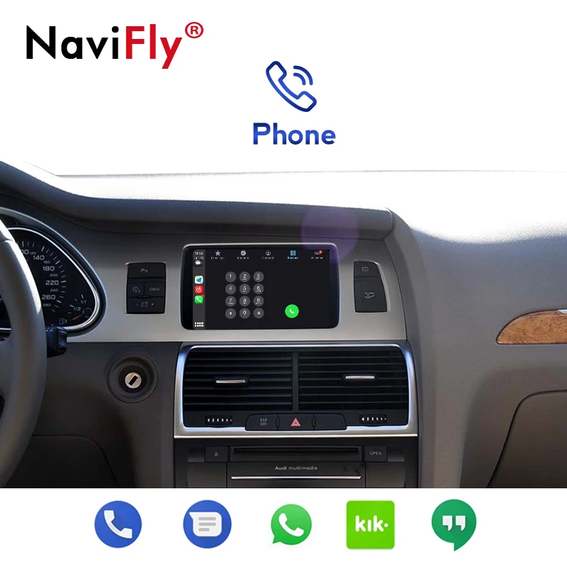 Беспроводной автомобильный мультимедийный приставка NaviFly Carplay Android для AUDI Q7 2010-2018