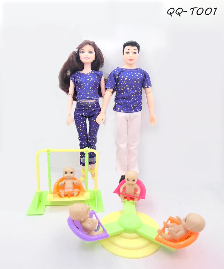

6 People Family Doll Suits Mom/ Dad/ Son Baby/ Kelly/Carriage Girls Toys Fashion Pregnant Doll Kid Toys Birthday Gift Baby Doll