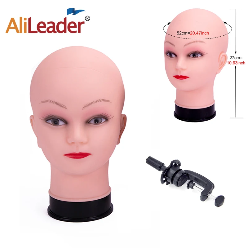 

Alileader Female Bald Mannequin Head With Stand Beige Cosmetology Practice African Training Manikin Head For Making Wigs