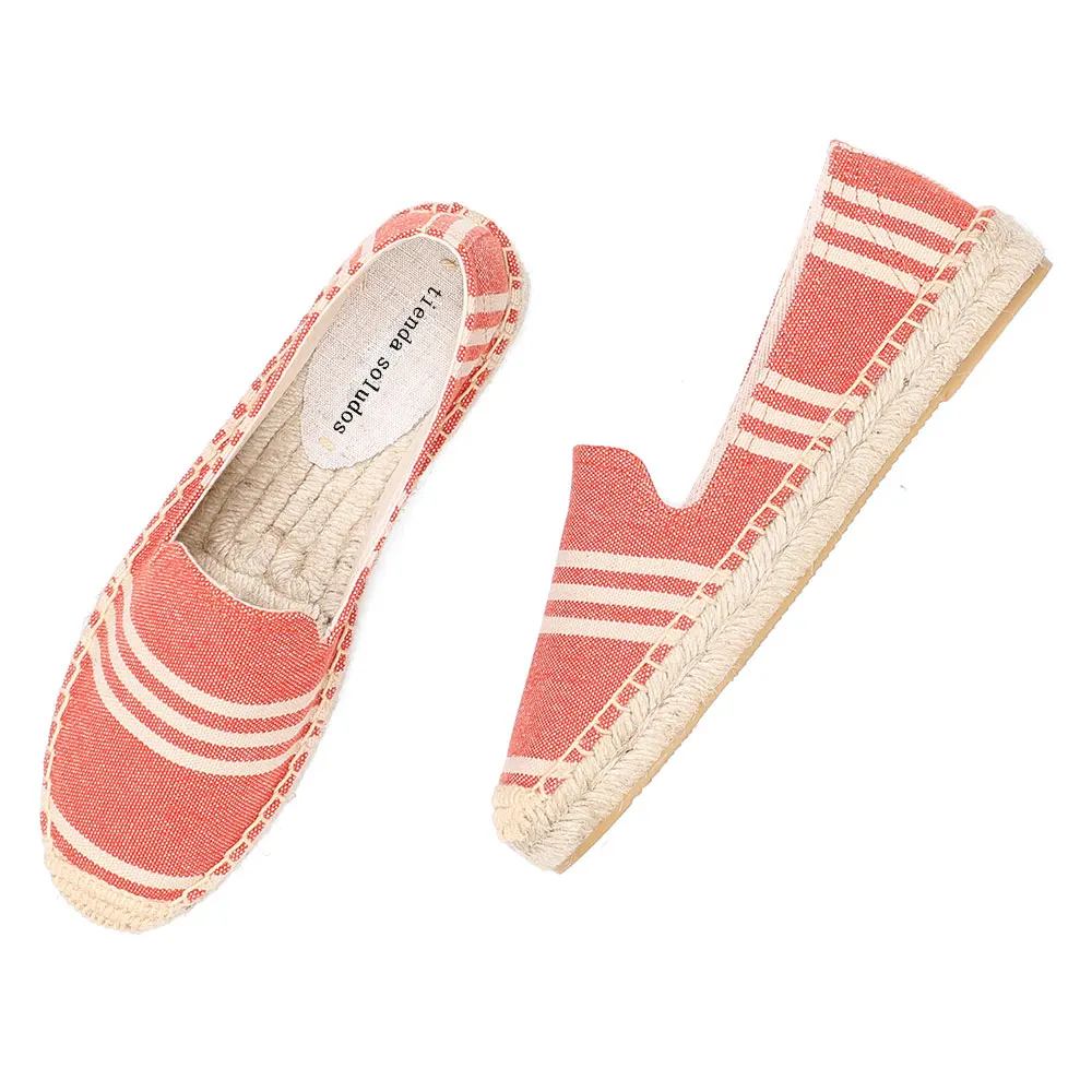 Женские эспадрильи из пеньковой резины на плоской платформе без застежки