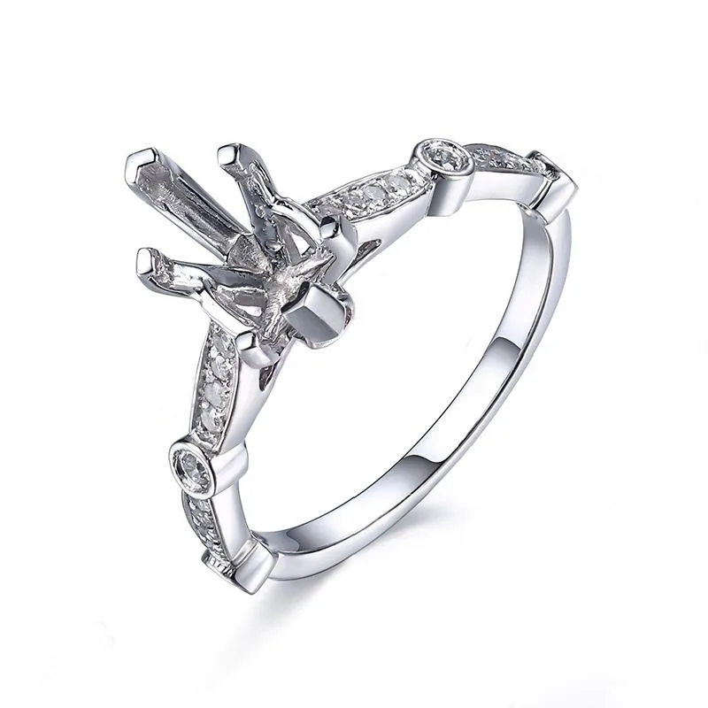 HELON 6x11 мм Огранка маркиза однотонные 10K белое золото натуральные бриллианты