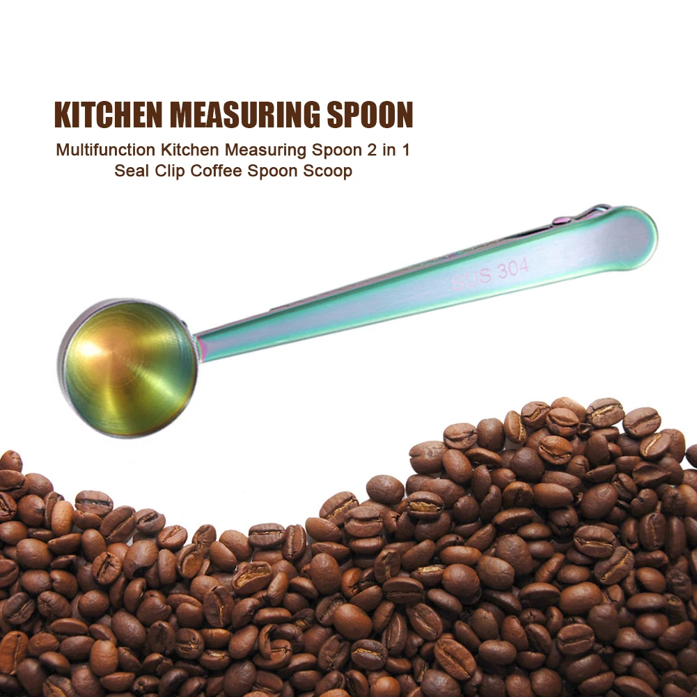 Многофункциональный Кофе ложка уплотнительный зажим 2 в 1 Нержавеющая сталь чай