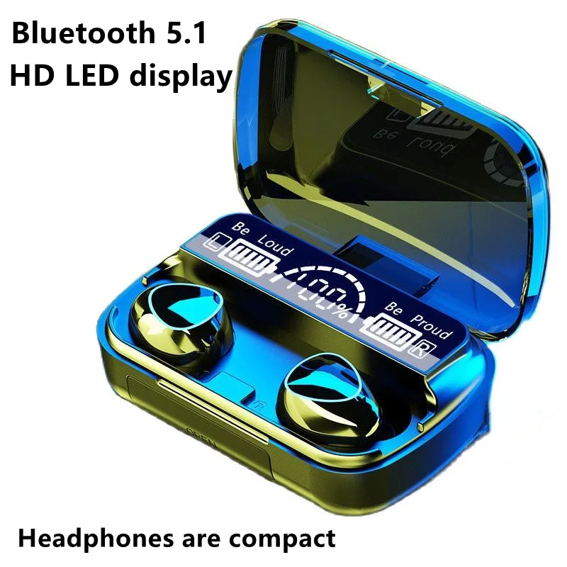 

Bluetooth Earphones TWS 5.1 Wireless Headphones Waterproof Headsets 2000 mAh Charging Box Touch Control Earbuds with Microphones