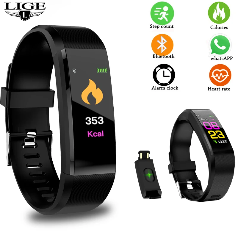 LIGE 2019 Новый Умный Браслет фитнес трекер для мужчин и женщин монитор сердечного