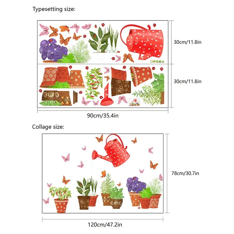 

Pastoral Plant Bonsai Wall Stickers Flowers Room Decor Bedroom Living Room Decoration Kitchen Window Sticker Waterproof Decals