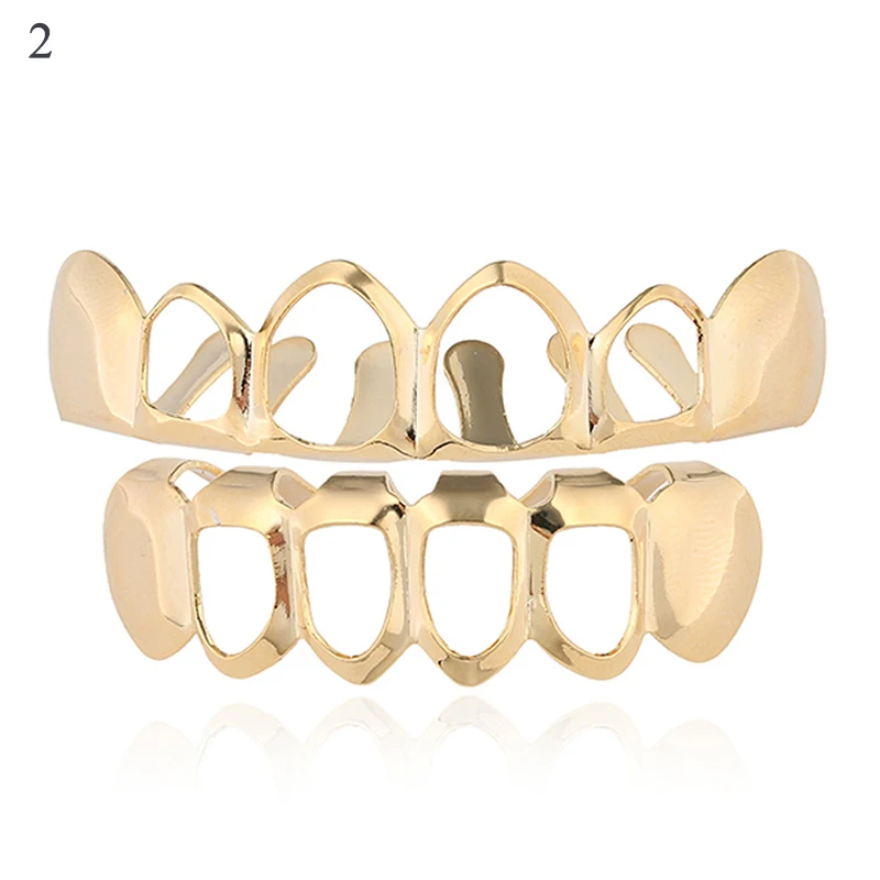 New Hip Hop Gold Teeth Grillz Top &amp Bottom Grills Dental Mouth Punk Caps Cosplay Party Tooth Rapper Funny Jewelry Gift |
