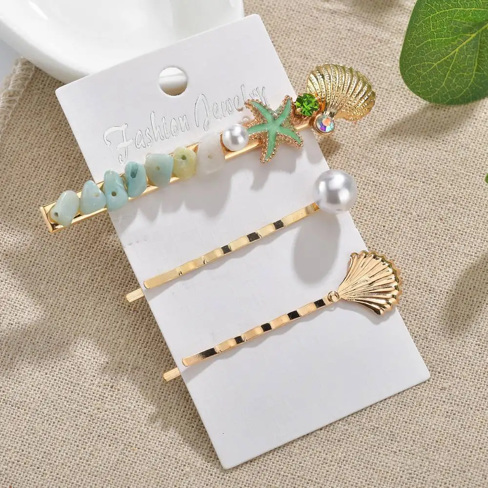 Модные заколки в виде ракушек стиле бохо для волос форме морской звезды ручной