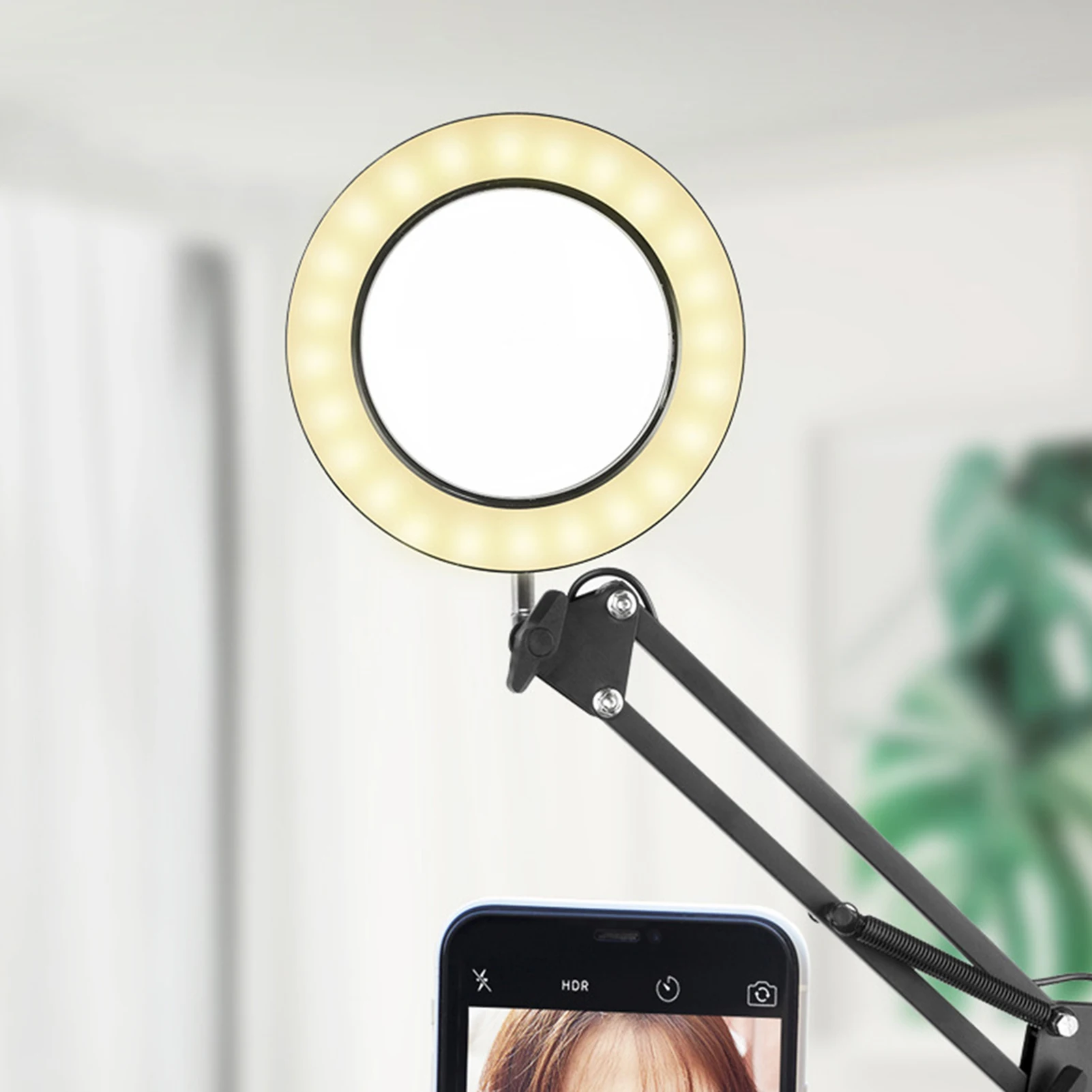 

10 times 160mm three-color LED desk lamp desktop clip-on glass magnifying glass for reading and beauty tattoo embroidery