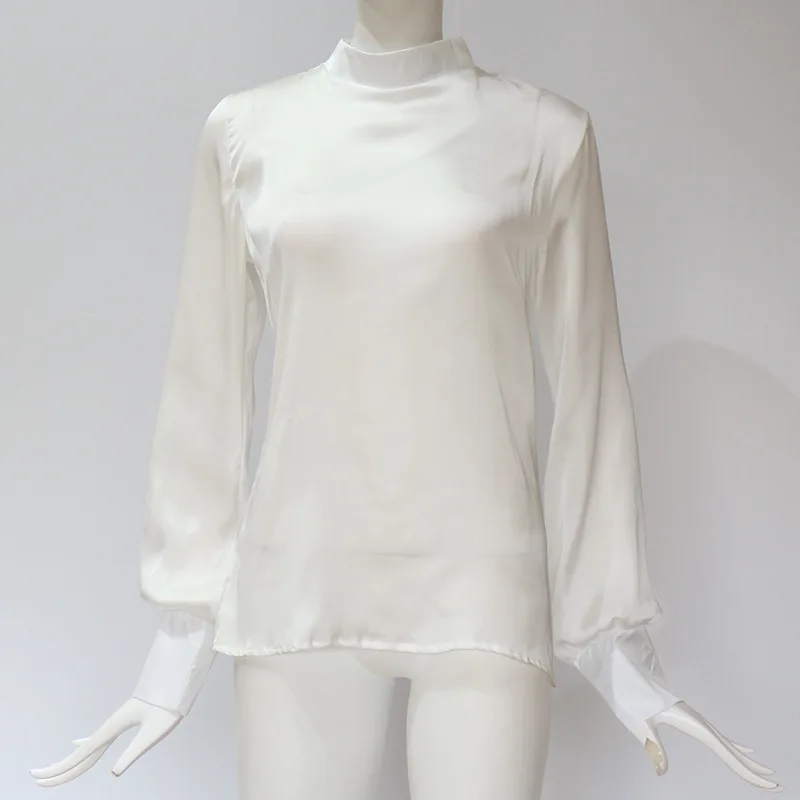 Блузка LOGAMI женская шифоновая с рукавами фонариками и высоким воротником|Блузки| |