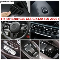 seat pillow button gear shift window lift cover trim carbon fiber accessories for mercedes benz gle gls gle320 450 2020 2021