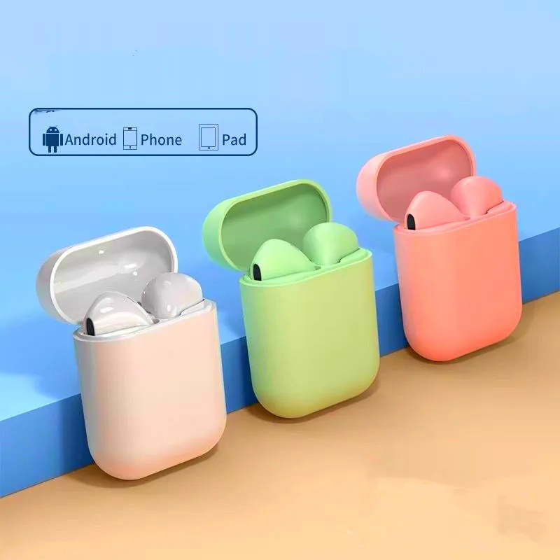 

I12 Tws Wireless Headphones Bluetooth 5.0 Earphone Matte Macaron Earbuds Handsfree with Mic Charging Box Headset for All Phones