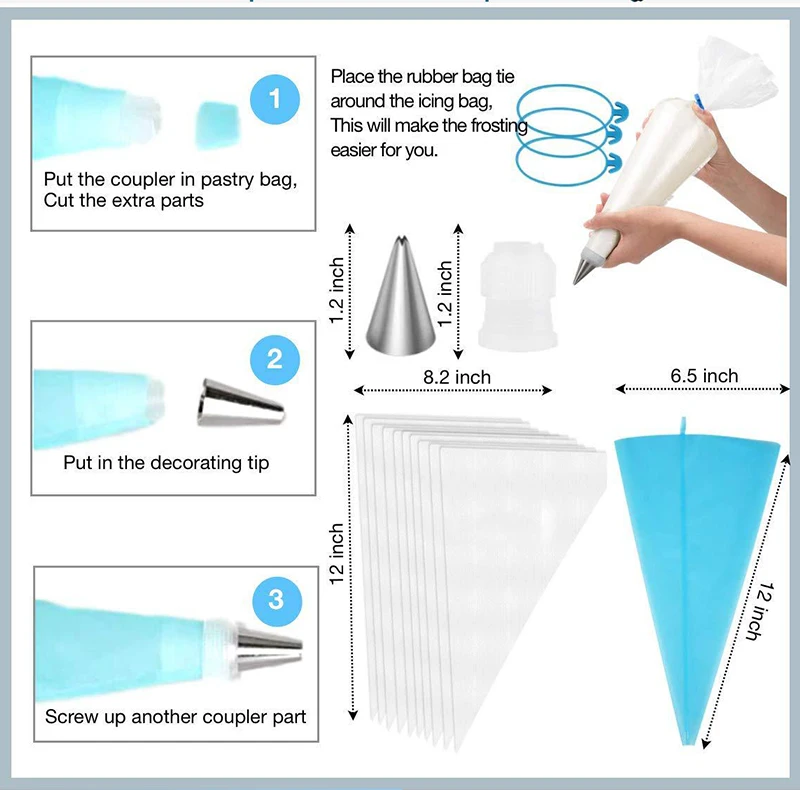 

220pcs Decorating Nozzle Set Cake Tools Cake Decoration Kitchen DIY Icing Piping Cream Reusable Kit Baking Tools Cake Tools Set