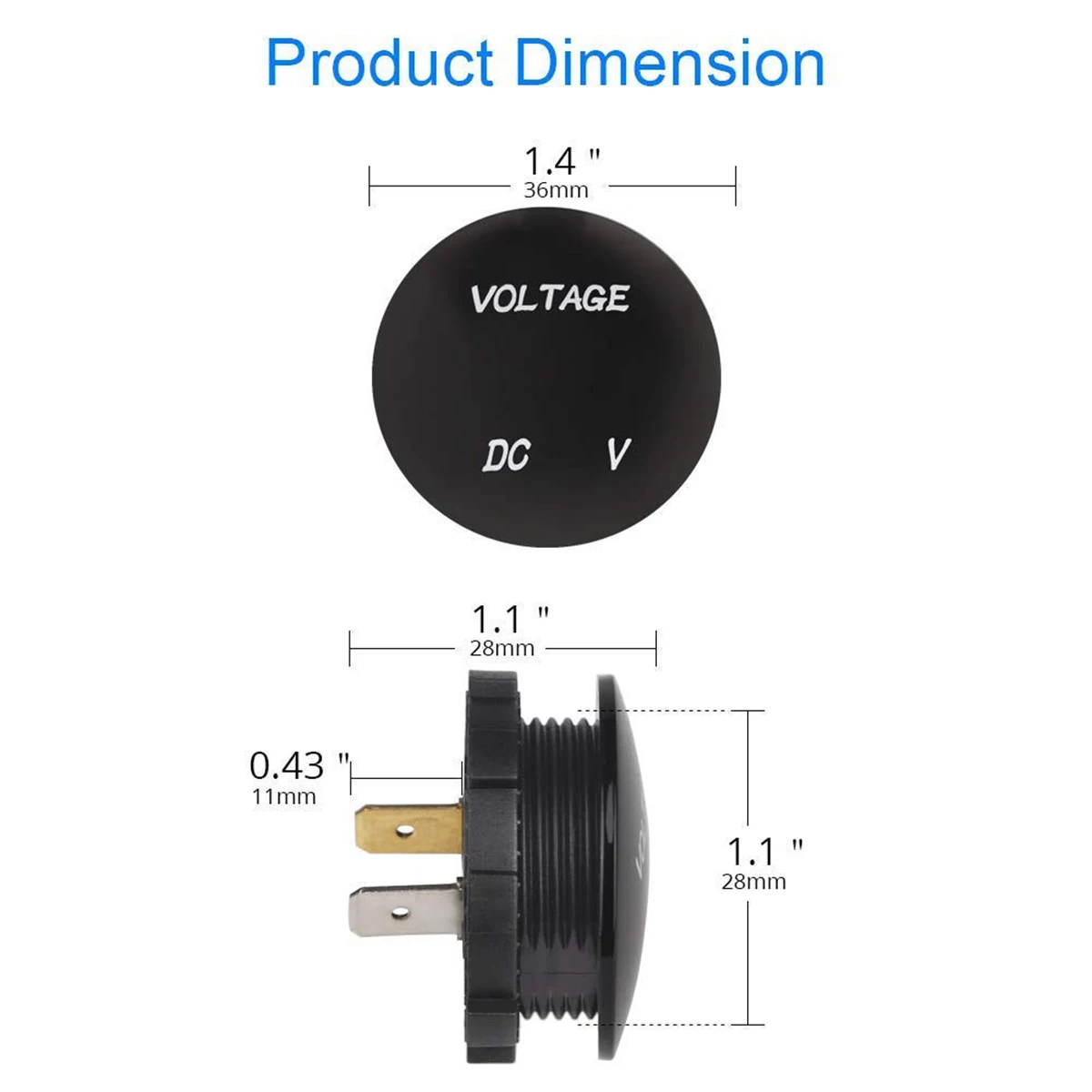 Цифровой вольтметр 12 24 В 3 значный светодиодный постоянный ток Вольтметр для