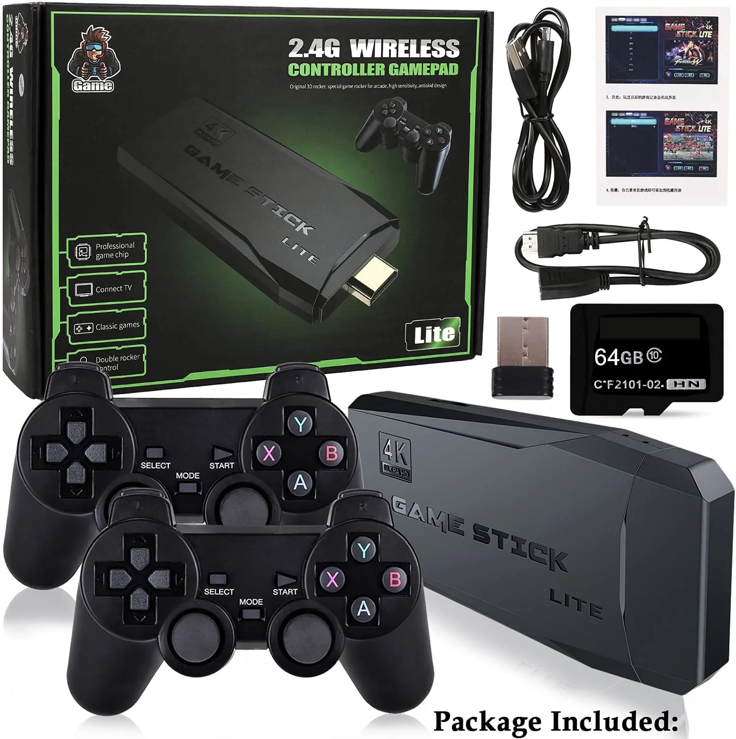 4K HD видео ТВ игровая консоль 2 4G двойной беспроводной контроллер для PS1/FC/GBA Ретро