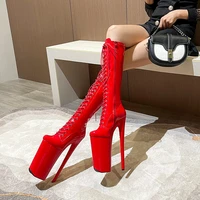 10 23in high height sex boots party boots round toe chunky heel platform knee high boots us size 5 12 no 2602
