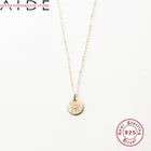 AIDE модное ожерелье для женщин 925 стерлингового серебра ювелирные изделия женские круглые брендовые подвеска, золотая цепочка Naszyjnik