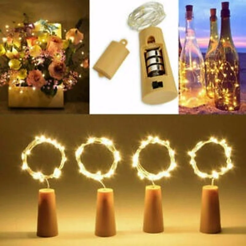 10 20 светодиодный светильники пробка на веревочке для бутылки гирляндой свадьбы