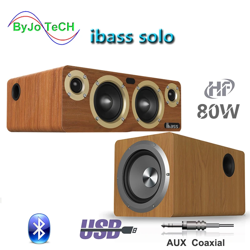 

Bluetooth-динамик IBASS Solo Fever, 80 Вт, деревянный, коаксиальный, неразрушающий