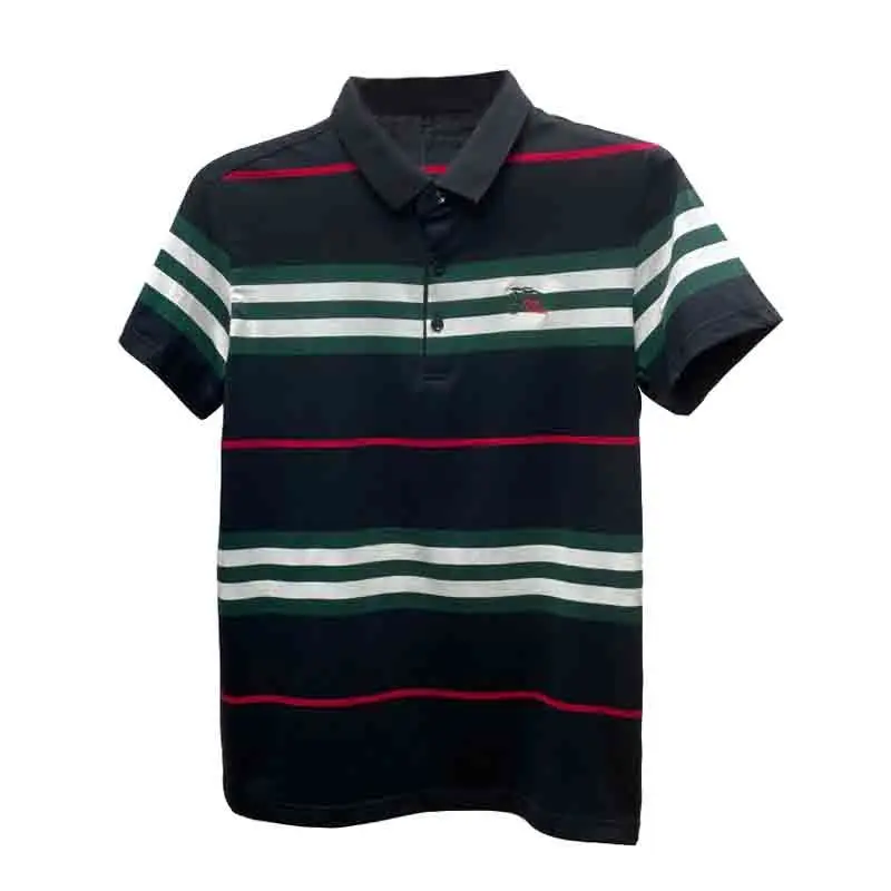 

2021 summer men's new short sleeve T-shirt trend fashion Stripe Polo Shirt slim half sleeve lead T-shirt