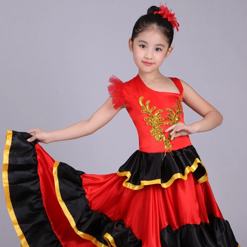 Feecolor/красное танцевальное балетное платье для испанского фламенко девочек от 4