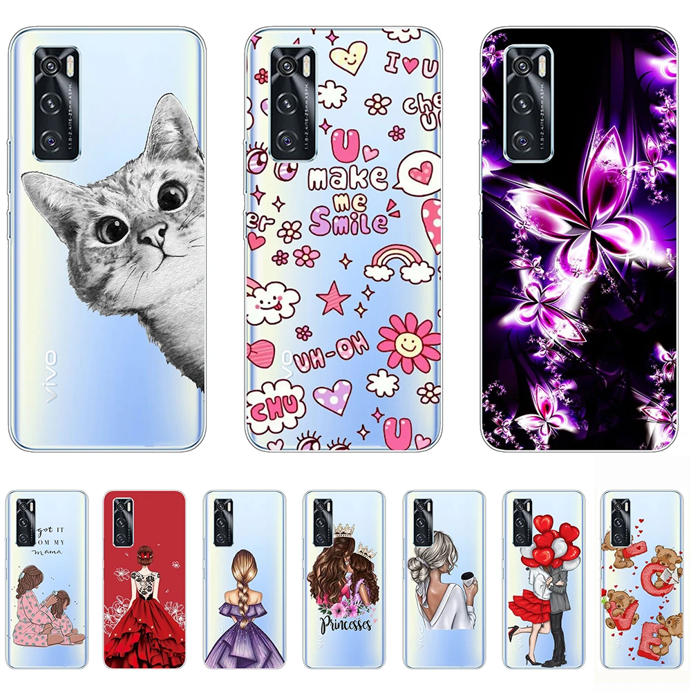 

For VIVO V20 SE Case Tpu Silicon Women's Luxury Shell Phone Cover on VIVO V20 SE Anti-knock Personality Fundas Coque Etui Bumper