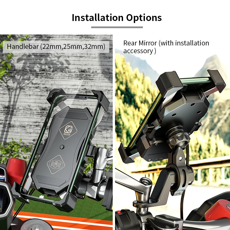 motorcycle phone holder 15w wireless smart charger qc3 0 wire charing 2 in 1 semiautomatic stand 360 degree rotation bracket free global shipping