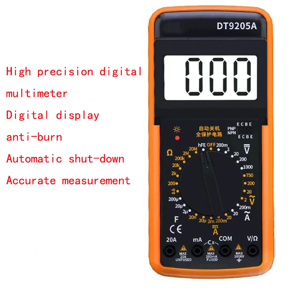 DT9205A ЖК-дисплей цифровой мультиметр электрический ручной Амперметр Вольтметр