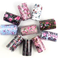 10pcs french floral transfer foils rose nail stickers mixed flowers nail art foil design summer full wraps decals
